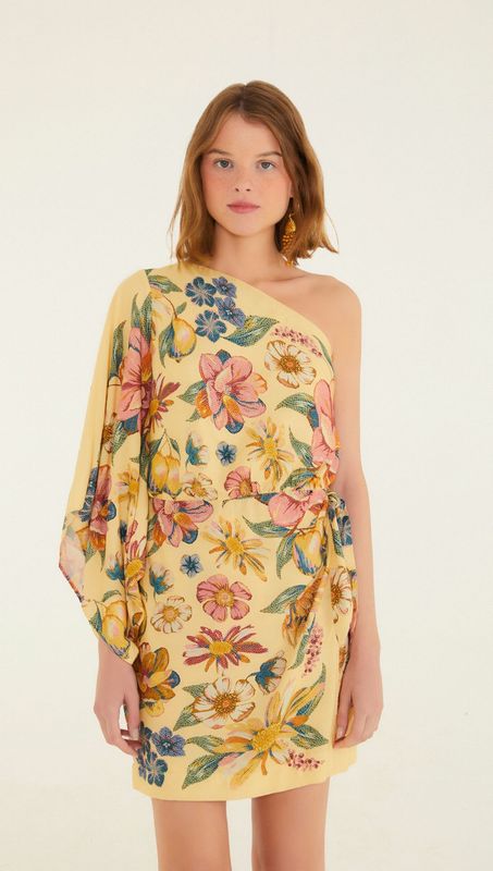 Farm Rio Vestido Corto Medio Hombro