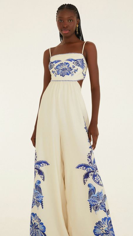 Farm Rio Jumpsuit Macacao Pantalona Coqueiro Tropical