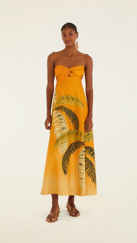 Farm Rio Vestido Naranja Itacare Coqueiro