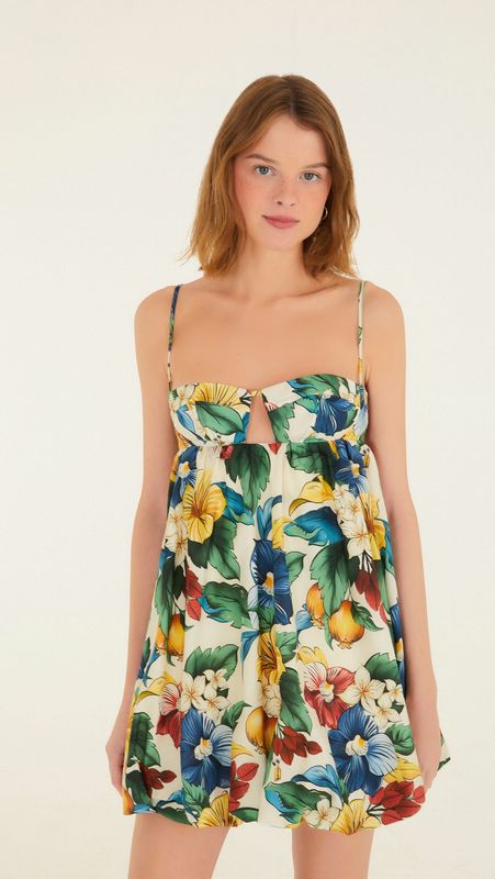 Farm Rio Vestido Corto Globo Tropical