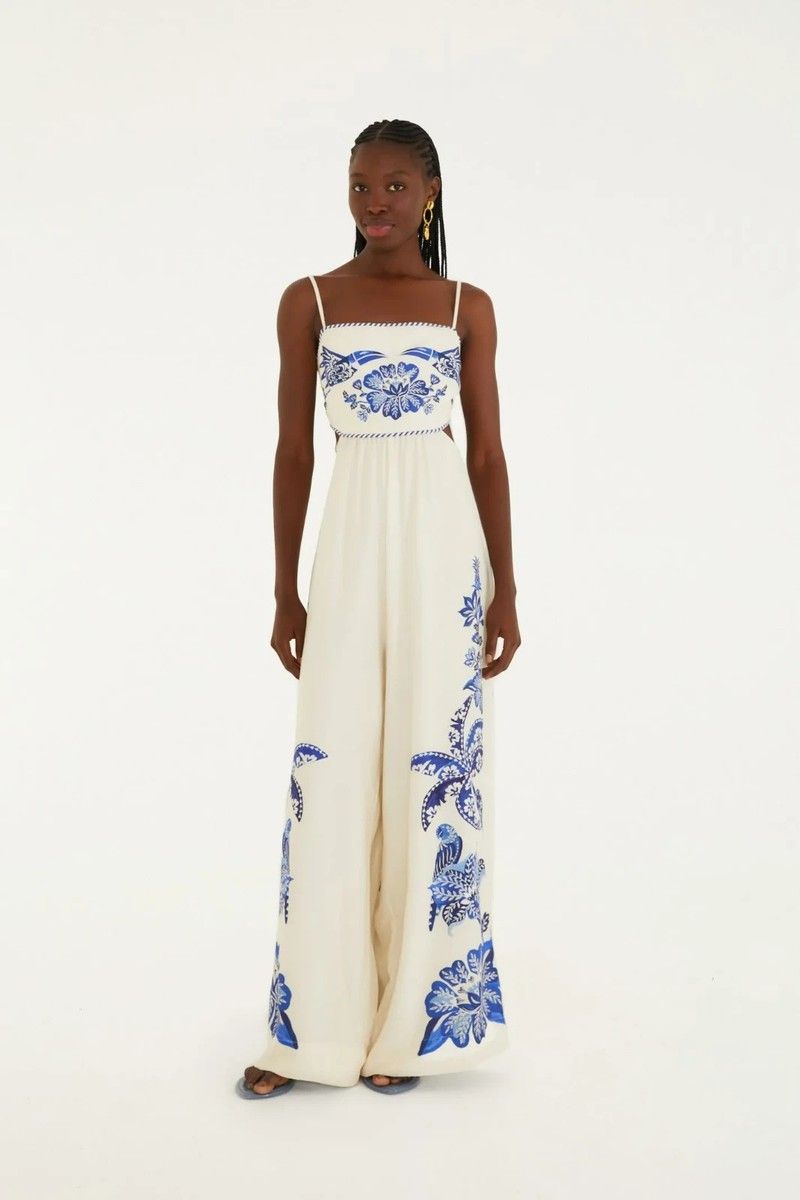 Farm Rio Jumpsuit Macacao Pantalona Coqueiro Tropical