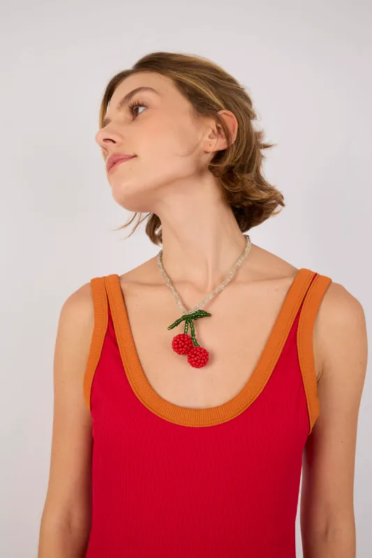 Collar Cereza fio Transparente