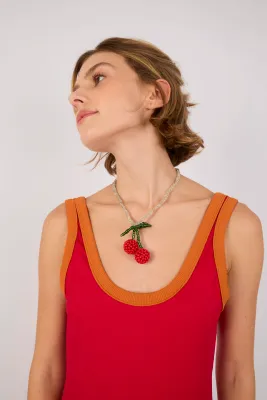 Collar Cereza Fio Transparente