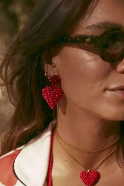 Zarcillos Brinco Corazones Vermelho