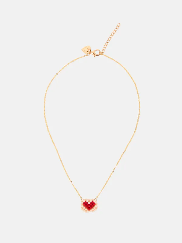 Collar Carta Coração Corrente Metal