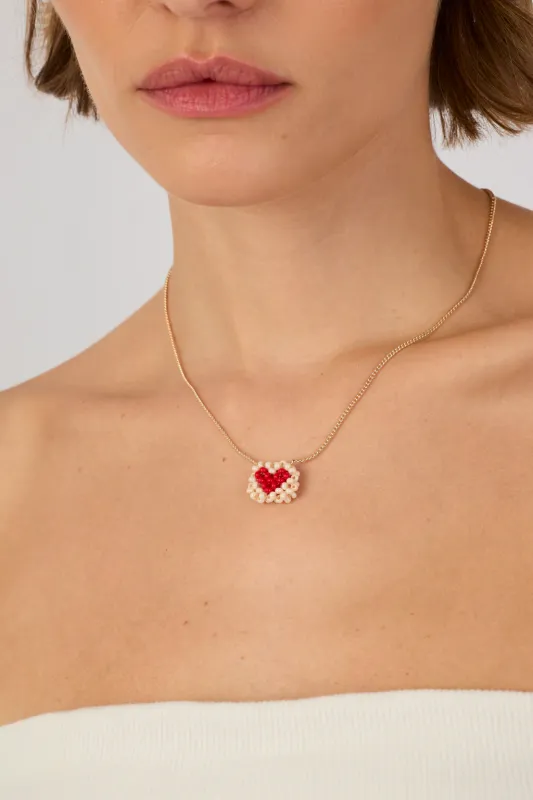 Collar Carta Corazón Cadena Metal