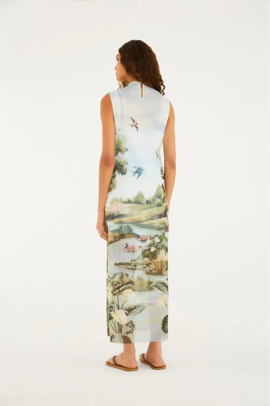 Farm Rio Vestido Boa Vista con sobrecapa de mesh