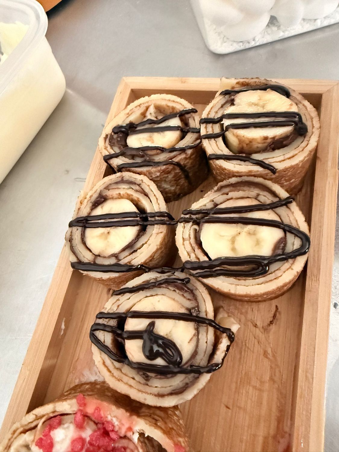 Pannenkoekensushi 'banana-hazelnut'