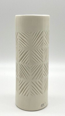 carved cylinder vase - clear glaze
