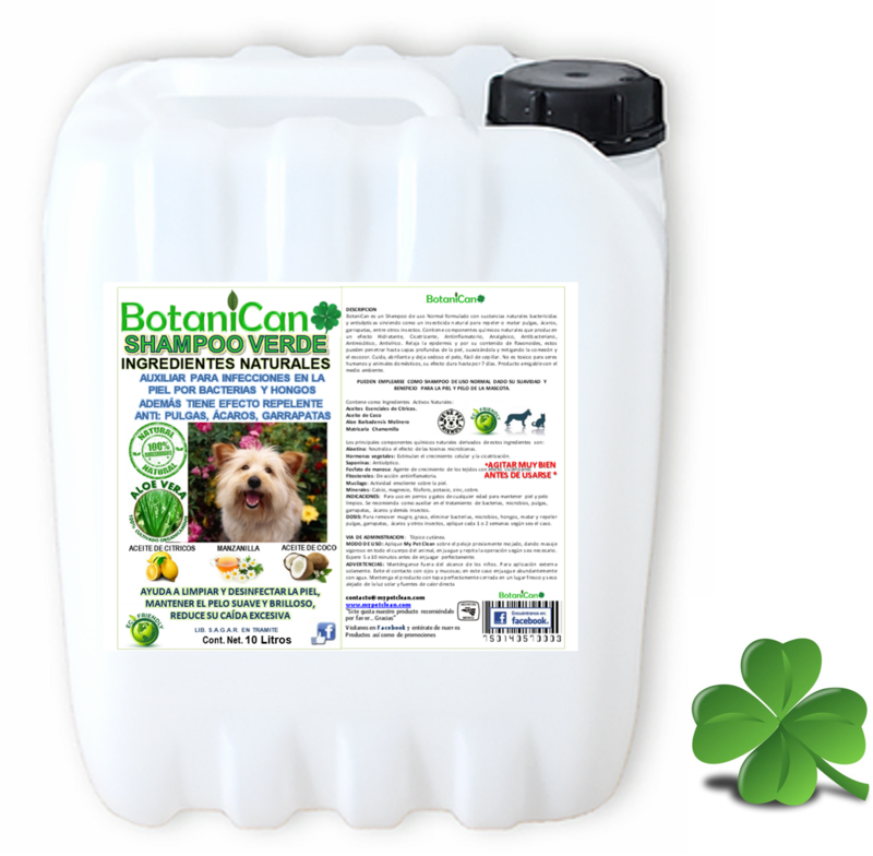 Shampoo Verde Botánico - Uso Normal - Repelente, Antihongos y Más!!. (7en1) 10 Litros