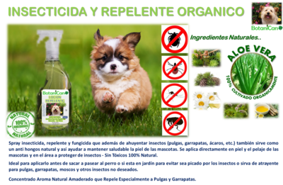 Spray Insecticida y Repelente Orgánico contra Garrapata, Pulgas y Más! 125Ml