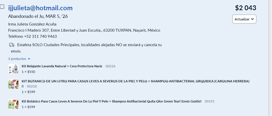 PEDIDO ESPECIAL  311 740 9463