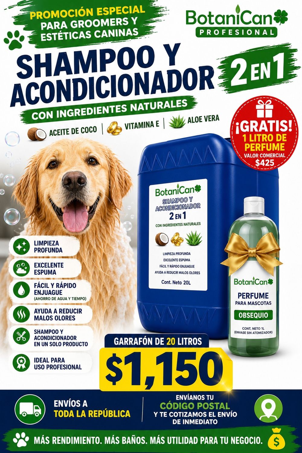 🐶🛁 BotaniCan Shampoo y Acondicionador 2 en 1