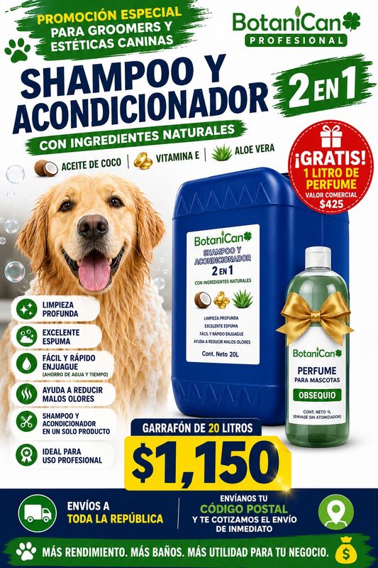 🐶🛁 BotaniCan Shampoo y Acondicionador 2 en 1