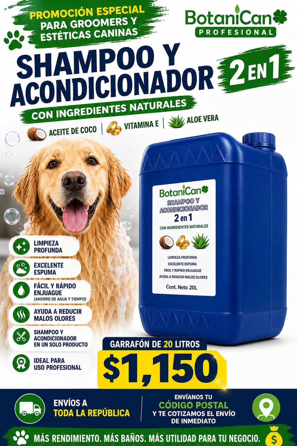 🐶🛁 BotaniCan Shampoo y Acondicionador 2 en 1