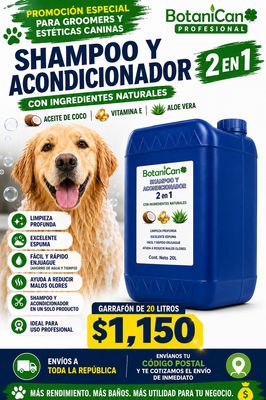 🐶🛁 BotaniCan Shampoo y Acondicionador 2 en 1