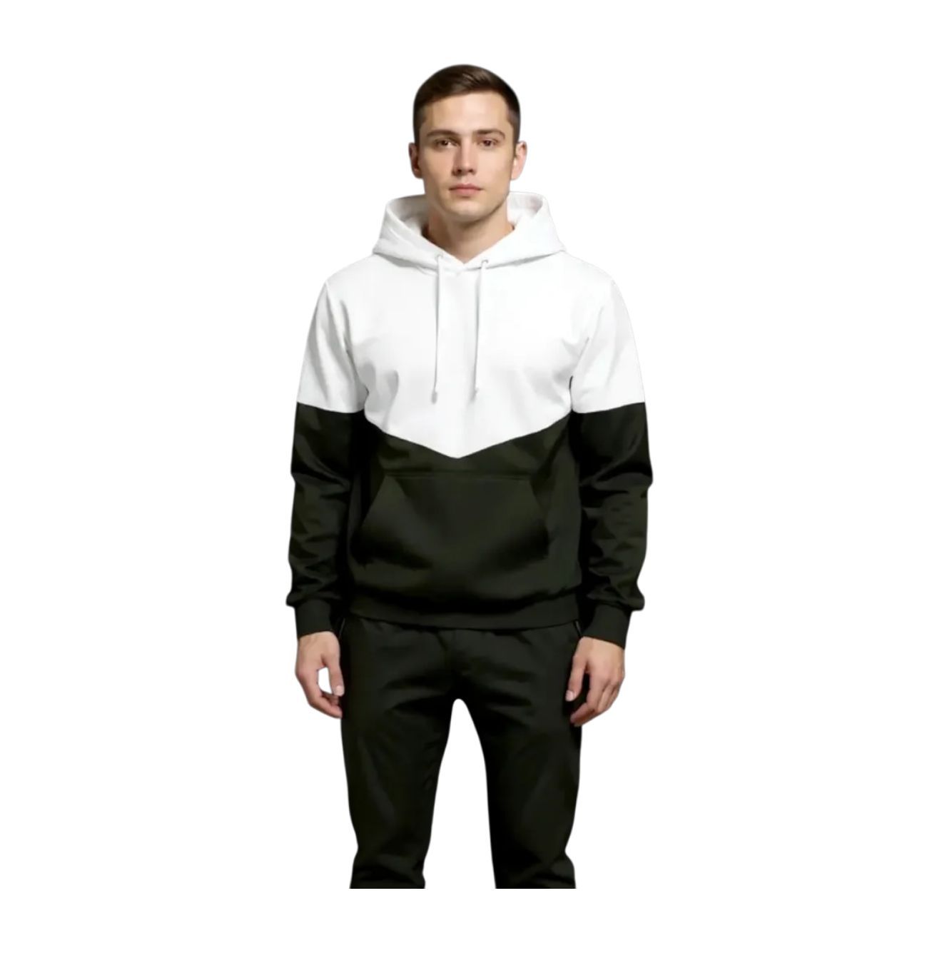 Two-Tone UNISEX Windbreaker Tracksuit – WHITE&amp; BLACK (ANDERSONVEGAS)