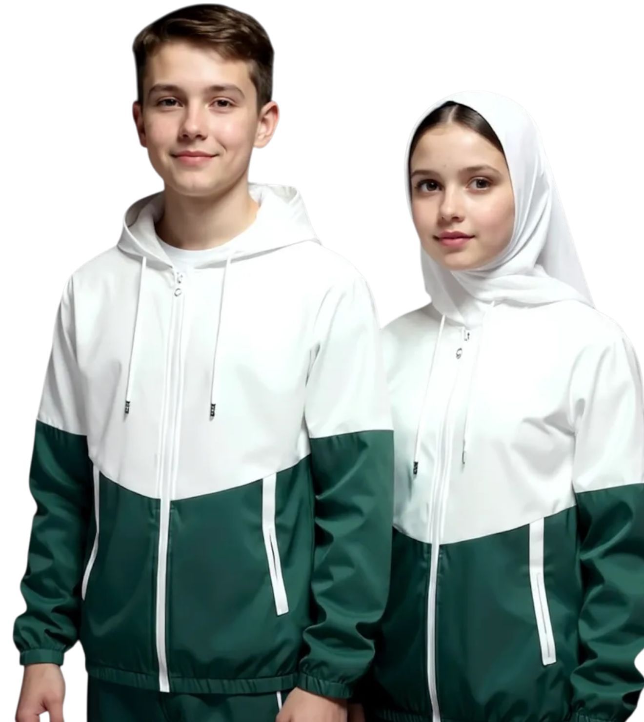 Two-Tone UNISEX Windbreaker Tracksuit – White &amp; Green (ANDERSONVEGAS)