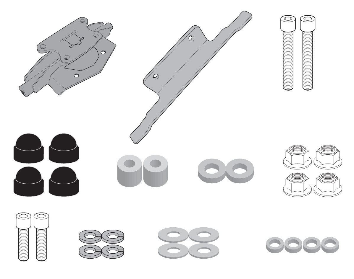 Kit Montaggio Givi 2139KIT necessario per montare PLR2139 / PLXR2139 senza l’attacco per il bauletto posteriore SR2139 per Yamaha Tracer 900 18-20, Tracer 900 GT 18-20