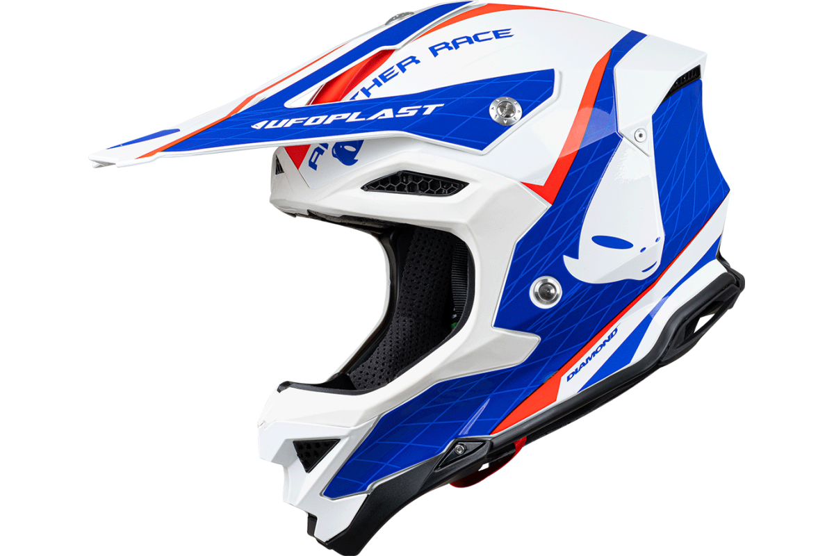CASCO MOTOCROSS UFO DIAMOND BIANCO-ROSSO-BLU art. HE054