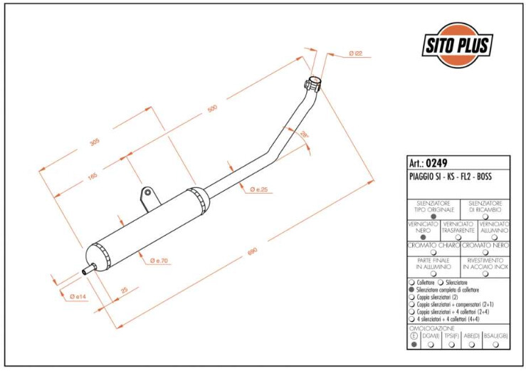 MARMITTA SITO SITOPLUS per SI/BOSS art. 0249