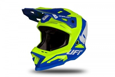 CASCO MOTOCROSS UFO ECHUS BLU e GIALLO FLUO OPACO art. HE169