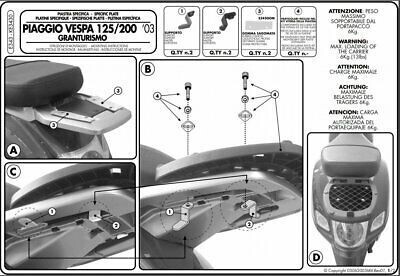 Attacco posteriore Givi E343 MONOLOCK per Piaggio Vespa 125-200 Granturismo, specifico per bauletto Monolock