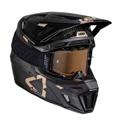 CASCO LEATT 9.5 CARBON con TECNOLOGIA 360° TURBINE + MASCHERINA VELOCITY 6.5 IRIZ STEALTH BRONZE 68 VLT