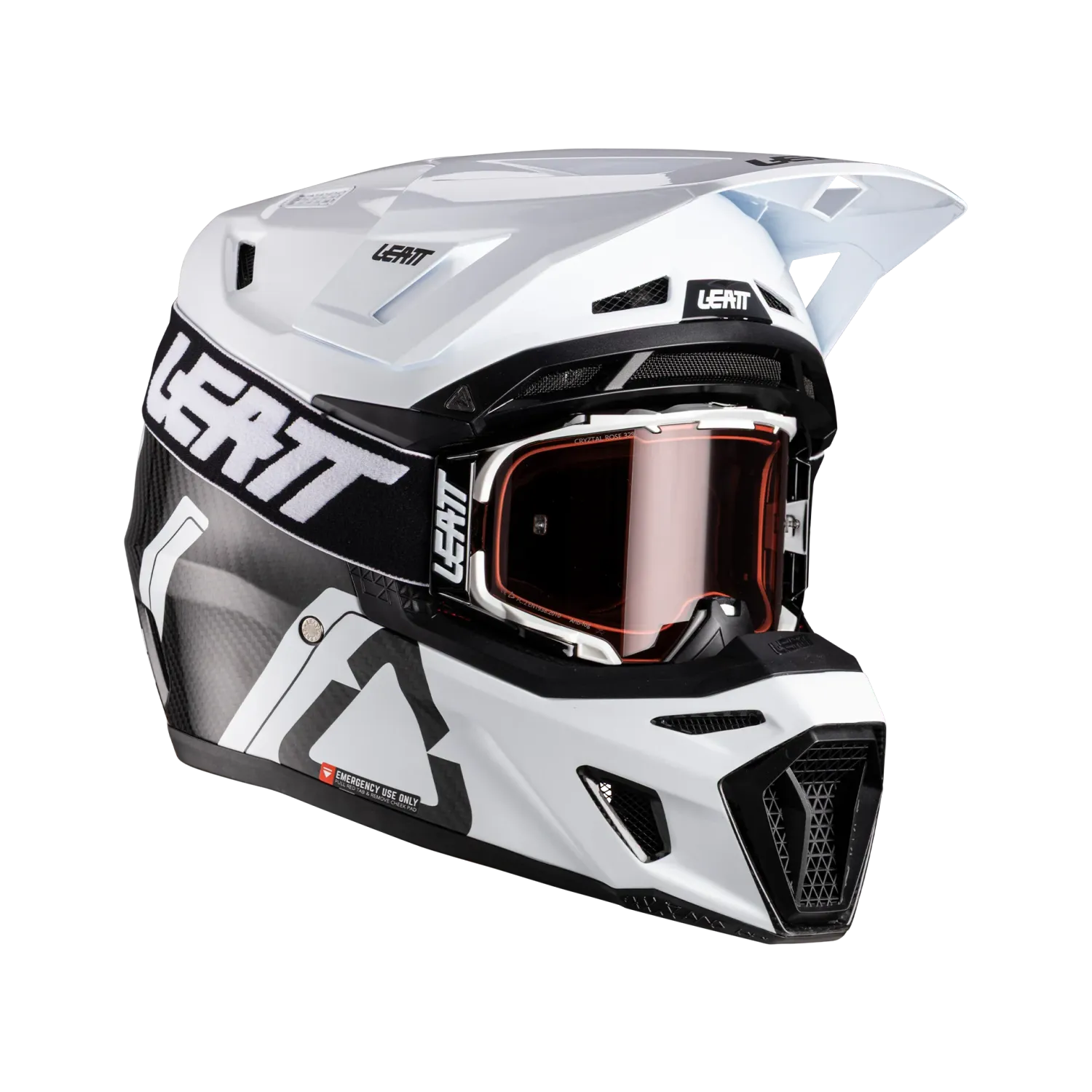 CASCO LEATT 9.5 CARBON WHITE con TECNOLOGIA 360° TURBINE + MASCHERINA VELOCITY 6.5 CRYZTAL WHITE ROSE 32 VLT