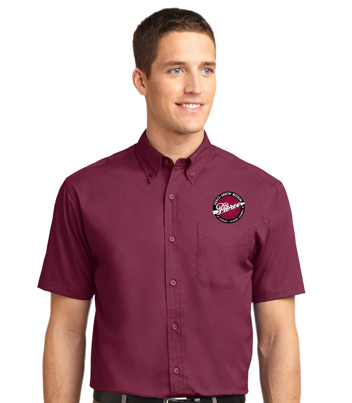 Pierce-Arrow Museum Men's Short Sleeve Dress Shirt with pocket