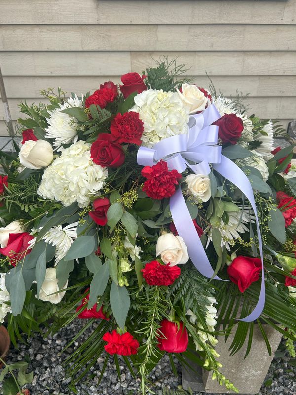 Red &amp; White Casket Spray
