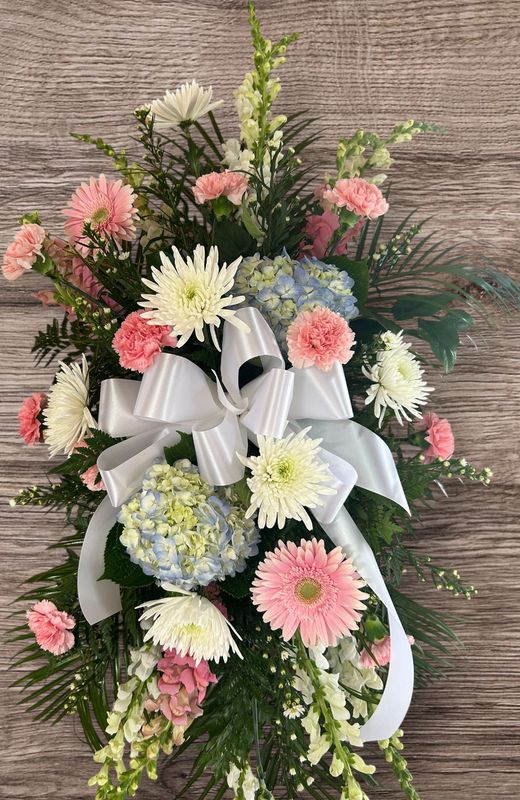 Pastel Harmony Tribute Basket &amp; Standing Spray