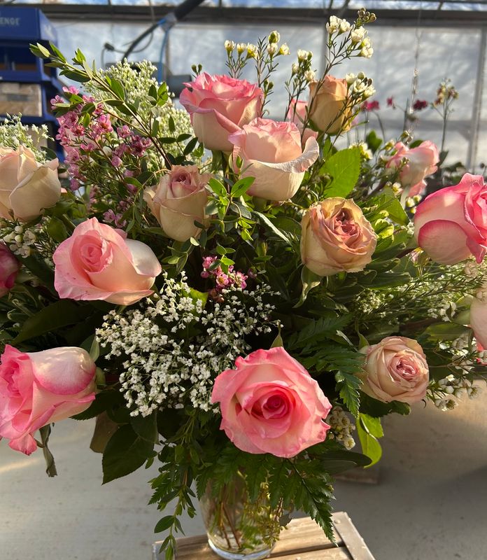 Perfectly Pink Roses in Vase