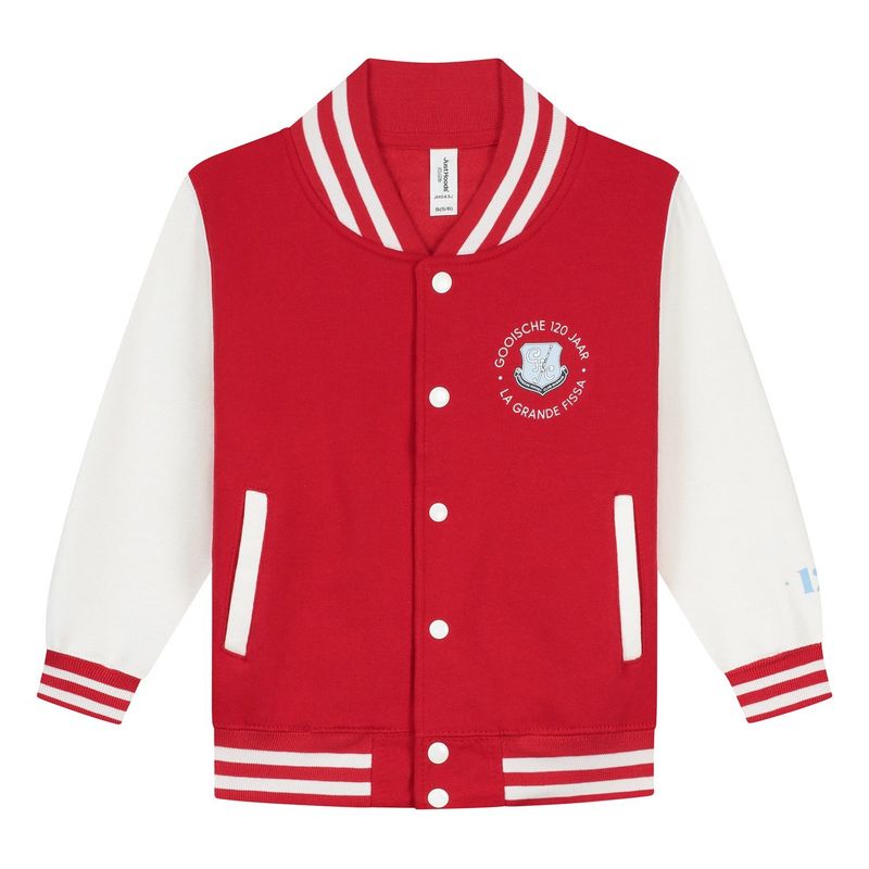 Baseball Jack met Gooische Lustrum logo  - Unisex - Vuurrood / Wit