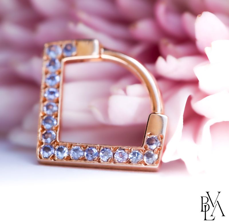 Nairobi Tanzanite Forward Facing Hinge Ring 16g 5/16" 14k Rose Gold