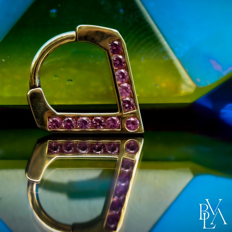 Muir Pink Sapphire Forward Facing Hinge Ring 16g 5/16" 14k Yellow Gold