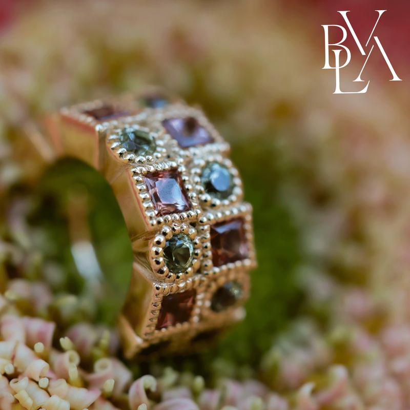 Talus Peach Topaz, Peridot Outward Facing Hinge Ring 16g 9/32" 14k Yellow Gold