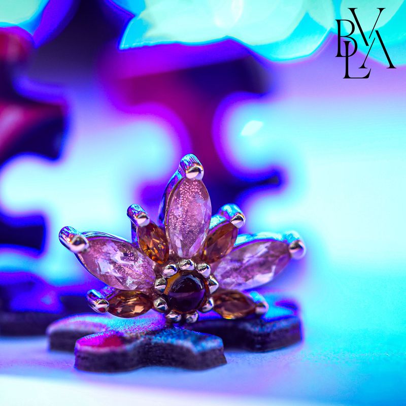 Starling Oregon Sunstone, Citrine, Citrine Cabochon 14g Threaded End 14k Yellow Gold