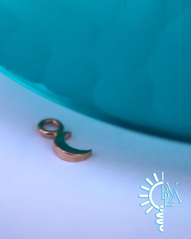 Crescent Moon Charm 16g 14k Rose Gold