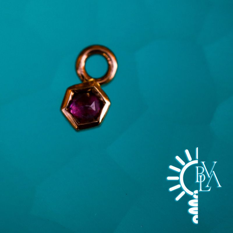 Miel Rose Cut Rhodolite 3mm Charm 16g 14k Rose Gold