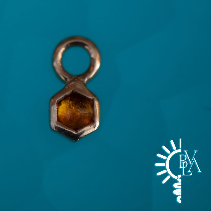 Miel Rose Cut Citrine Charm 16g 14k Yellow Gold