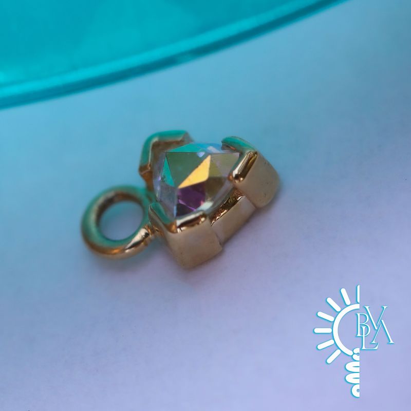 Trillion Half Bezel Mercury Mist Topaz Charm 16g 14k Yellow Gold