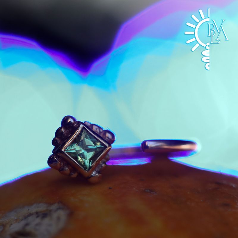 Beaded Princess Tsavorite Snail 18g 9/32" 14k Rose Gold