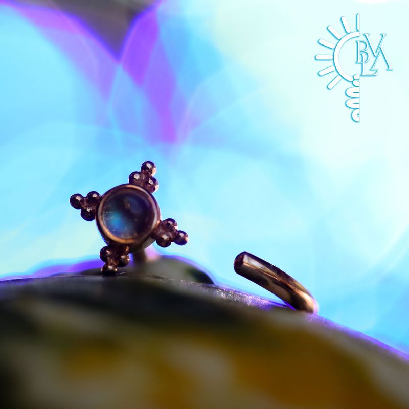 Mini Kandy Rainbow Moonstone Cabochon Snail 18g 1/4" 14k Rose Gold