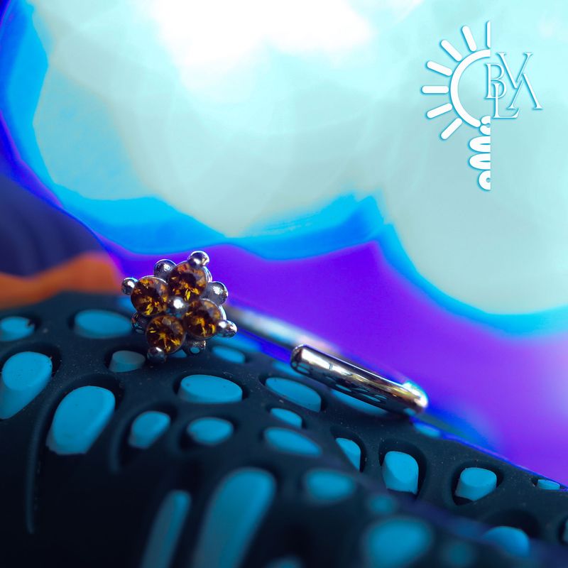 Tiny Reema Citrine 3.5mm Snail 18g 9/32" 14k White Gold