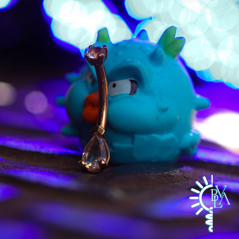 Pear Prong Morganite Navel Curve 14g 3/8" 14k Rose Gold