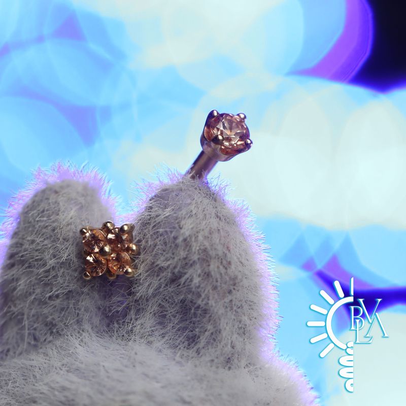 Reema Champagne Sapphire J Curve 16g 9/32" 14k Yellow Gold