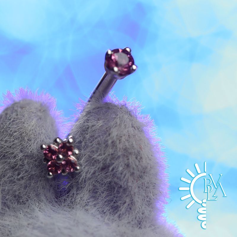 Reema Pink Tourmaline J Curve 16g 9/32" 14k White Gold