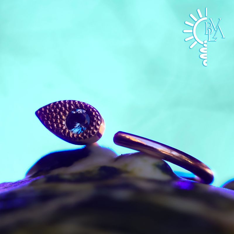 Pave Tear Polar Sapphire Snail 18g 9/32" 14k Rose Gold