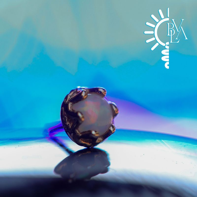 Crown Prong Synthetic White Opal Cabochon 2.5mm Threadless End 14k Yellow Gold